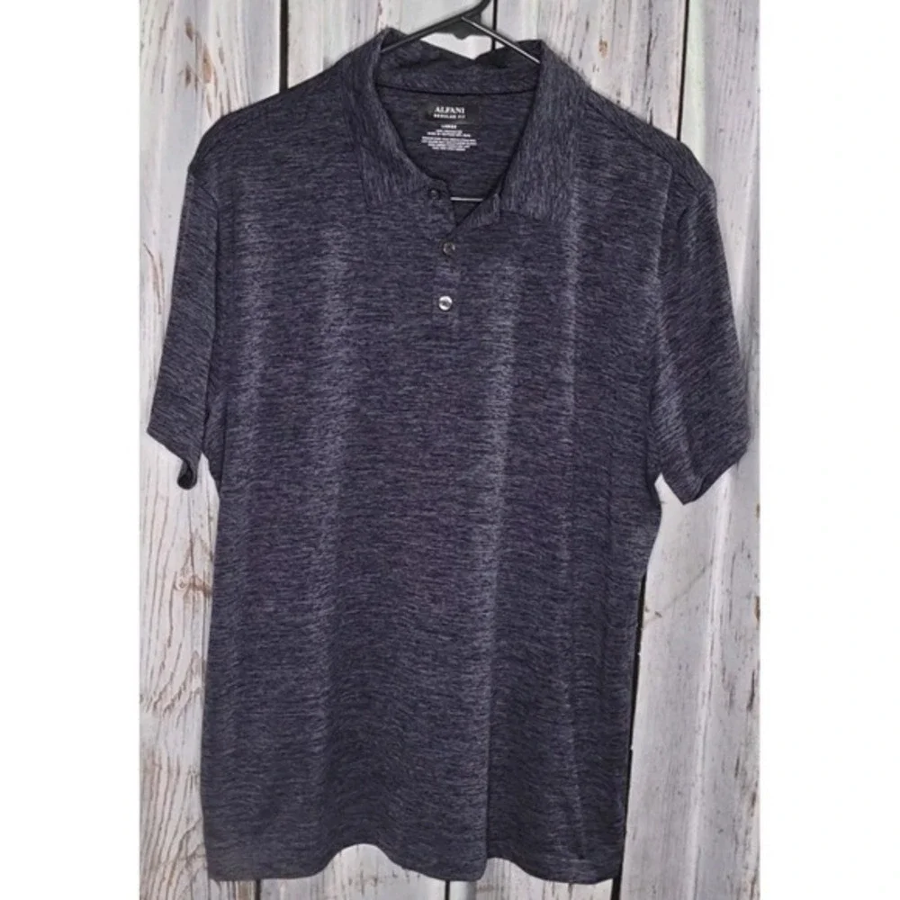 ALFANI Polo / GOLF SHIRT Men's‎ Large Navy Blue Heather, Golf Polo Sportswear